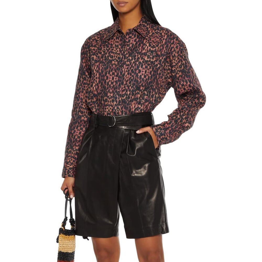 Solid & Striped The Oxford leopard-print linen shirt (L)